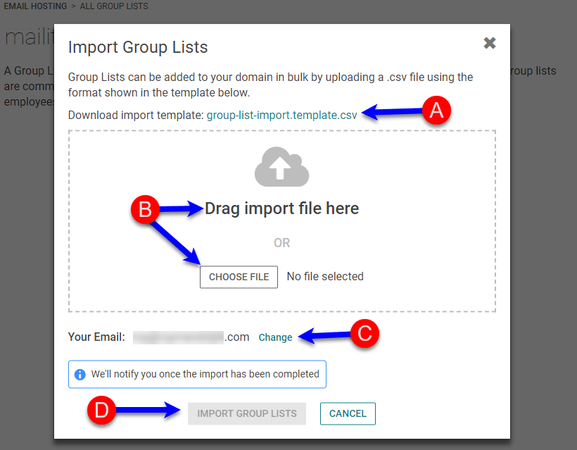 Adding a KloudEmail Group List IMPORT via CSV file