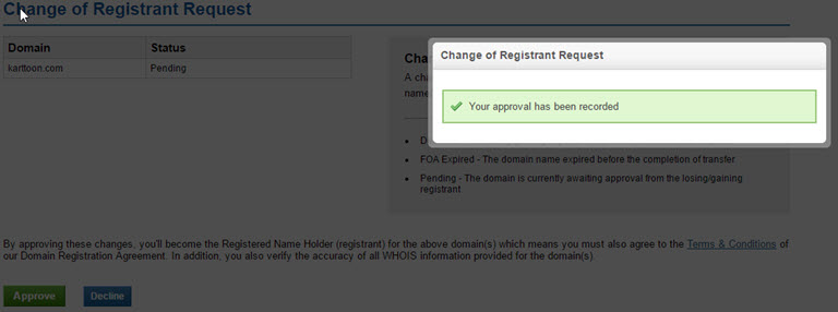 The ICANN Requirement Process of changing your domain name Registrant Contact Details Step 6