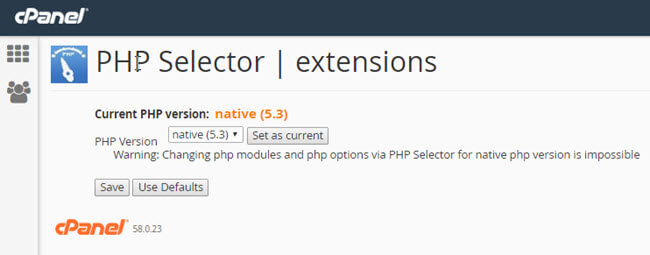 Changing PHP version and setting extensions and setting PHP options with KartHost cPanel hosting packages Step 2
