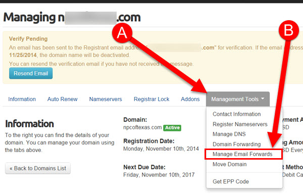 Creating Free Email Forwarder with KartHost Registered Domain Step 3