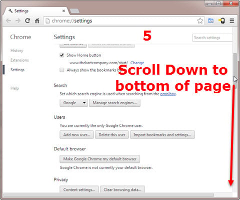 Google Chrome Advanced Settings page Step 5