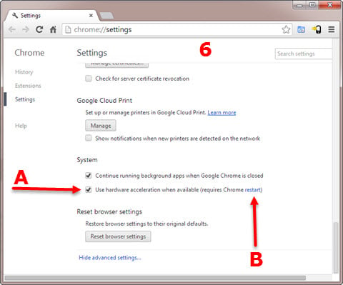 Google Chrome Advanced Settings page Step 6