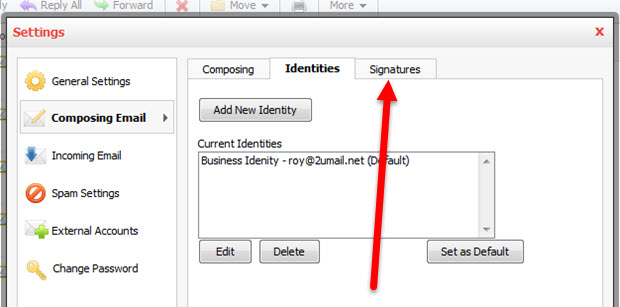 Add and Change Signature and Identity in Professional Email Step 3