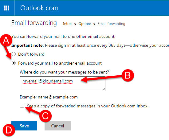 Step 4 How to Forward your Outlook.com | Live.com | Hotmail.com email accounts