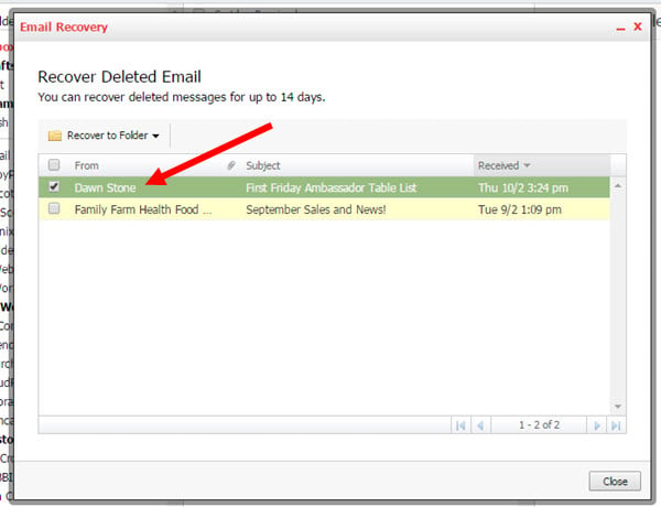 14 Day Backup restore for KloudEmail Professional Mail Step 3