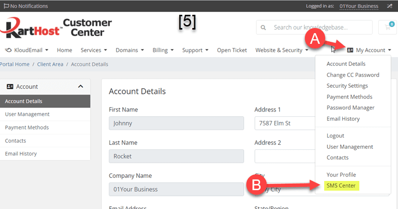 Step 5 Activating and Setting Automated Text Messages from KartHost Customer Center