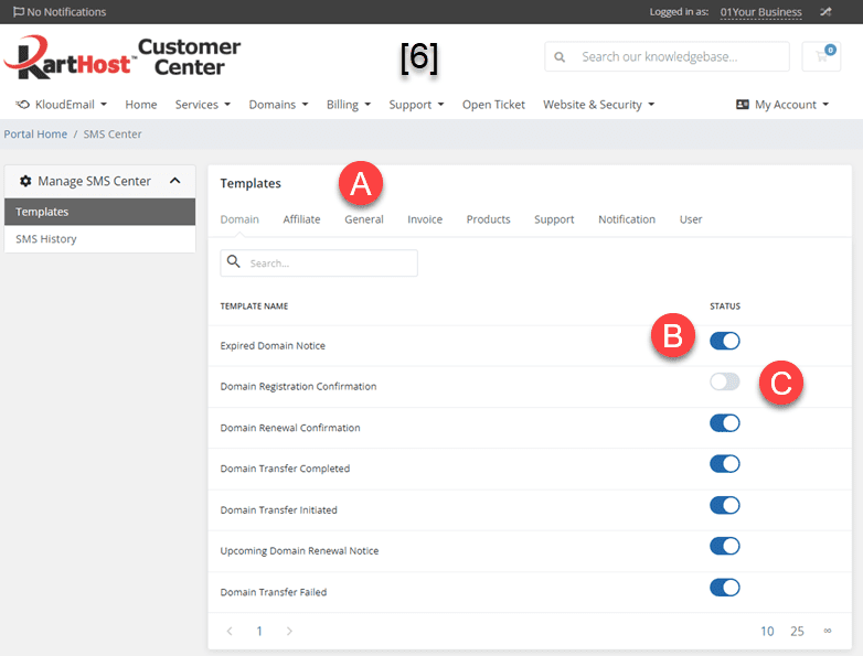 Step 6 Activating and Setting Automated Text Messages from KartHost Customer Center