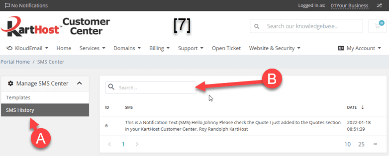 Step 7 Activating and Setting Automated Text Messages from KartHost Customer Center