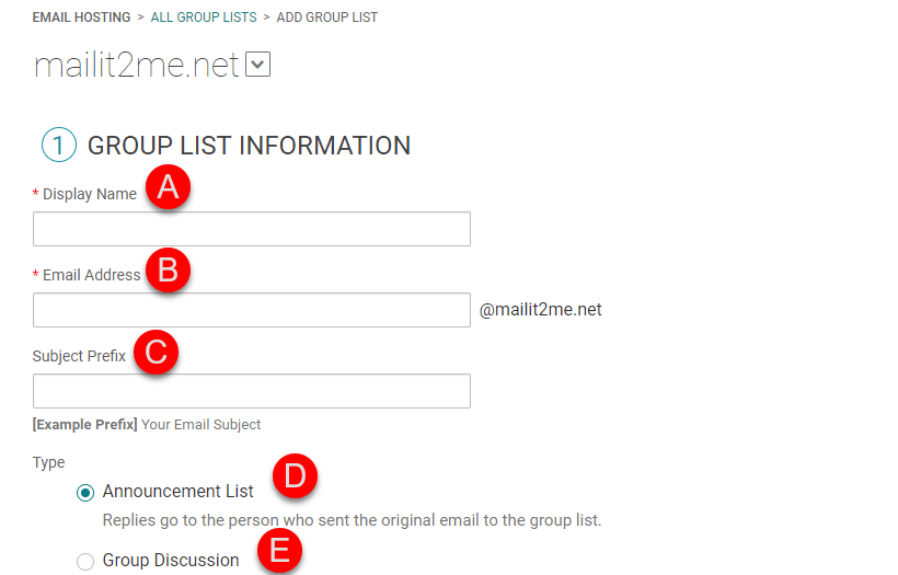 Adding a KloudEmail Group List Information