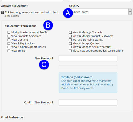 Adding a Contact or Sub-Account to your KartHost Customer Center Account Step 4