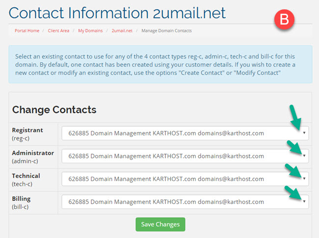 Changing Domain Name Record with KartHost Registered Domain Name Step 8B