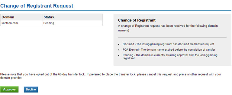 The ICANN Requirement Process of changing your domain name Registrant Contact Details Step 2