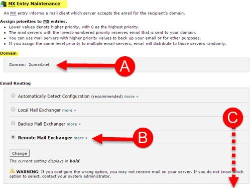 Changing email MX Records in cPanel at KartHost Step 2