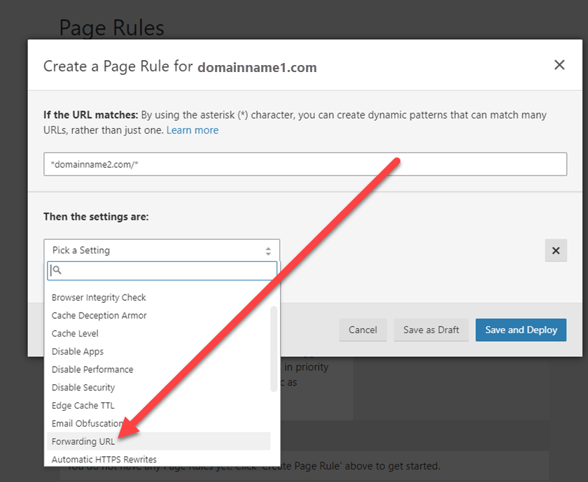 redirect domain to webdrop