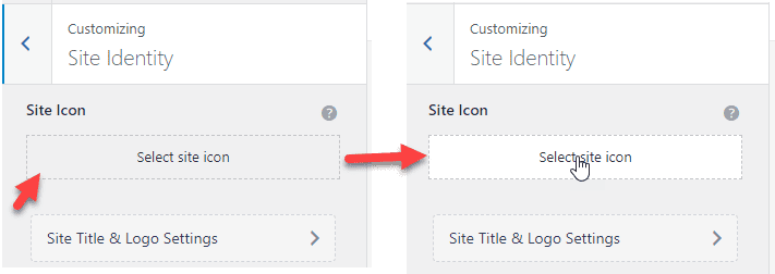 Look for the "Select site Icon" and click to select from the resulting your WordPress Media Library