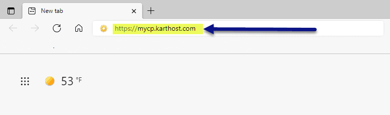 Accessing KloudEmail Control Panel by typing in the URL (address) into your webbrowser