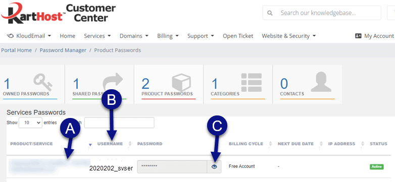 Obtain your KloudEmail Control Panel Username and Password