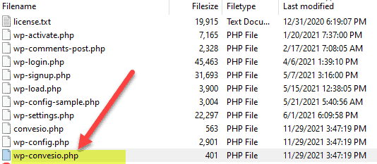 Do NOT modify the wp-config.php file with Convesio platform Hosting from KartHost