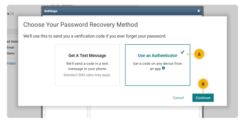 Click in the Use an Authenticator box to 