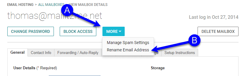 KloudEmail Control Panel Renaming KloudEmail Mailbox Usernames Step 4