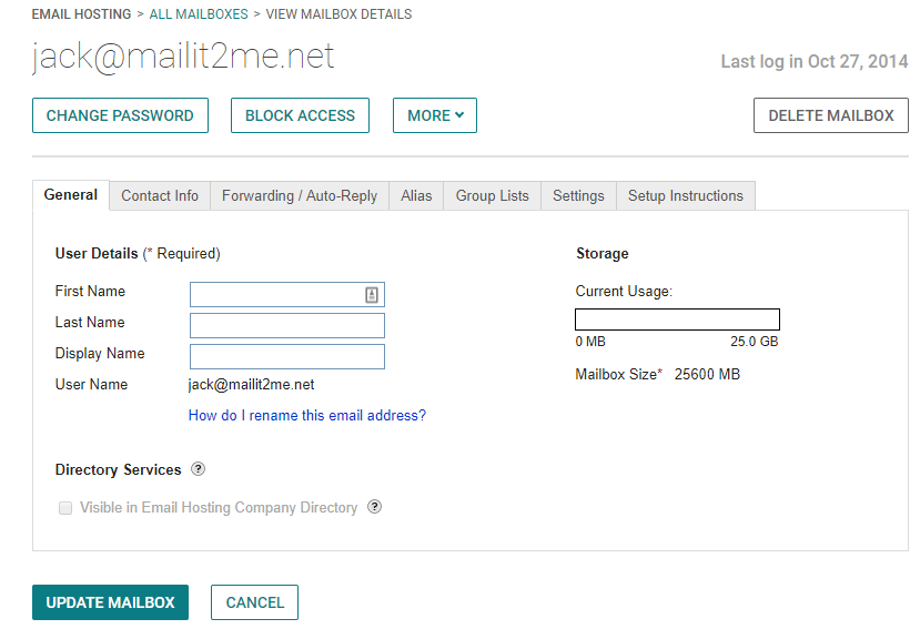 KloudEmail Control Panel Renaming KloudEmail Mailbox Usernames Step 7