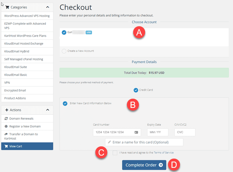 Step 5 How to manually Renew Your Domain Name with KartHost in the KartHost Customer Center