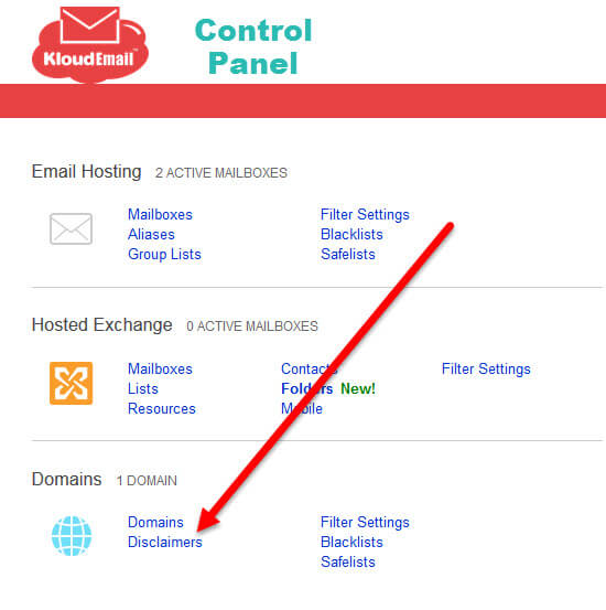 How to set up a Disclaimer for KloudEmail for your Domain