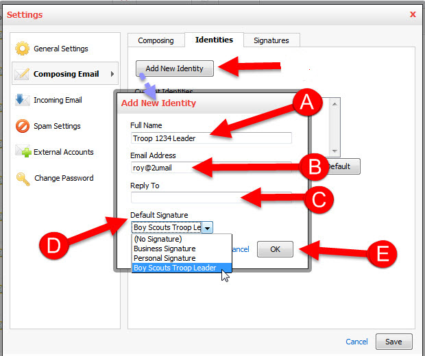 Add and Change Signature and Identity in Professional Email Step 7