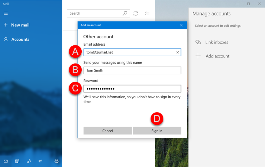 Adding KloudEmail Basic or Suite to Windows 10 Mail app Step 04
