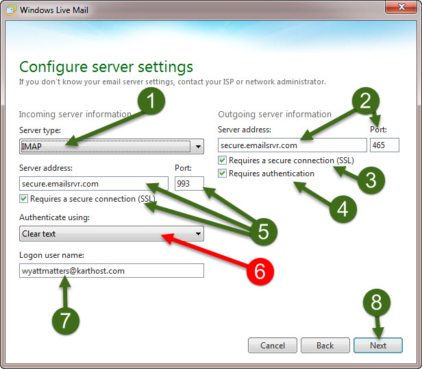 Step 2 How to Setup IMAP using Windows Live Mail