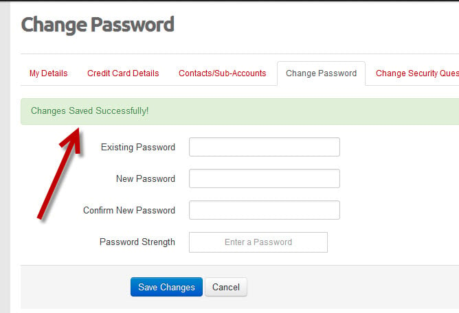 How to change your KartHost Customer Center Password once logged in to your account - step 3