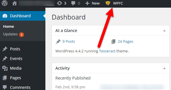 Clearing WP Fastest Cache from your WordPress Admin area