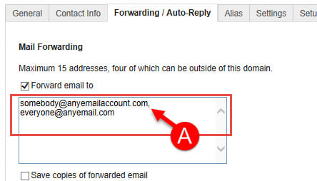 Add the email addresses that you will forward too - Email Forwarding for KartHost KloudEmail 