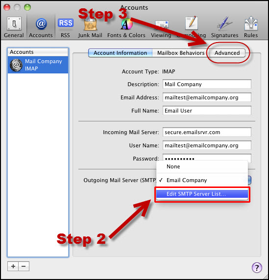 unc email mac mail server