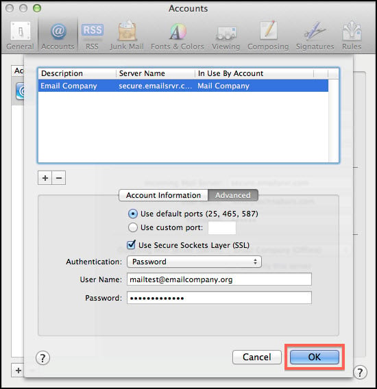 update mac mail password