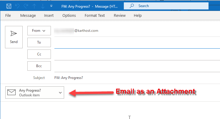Forward Email in Outlook Client as an Attachment Step 2