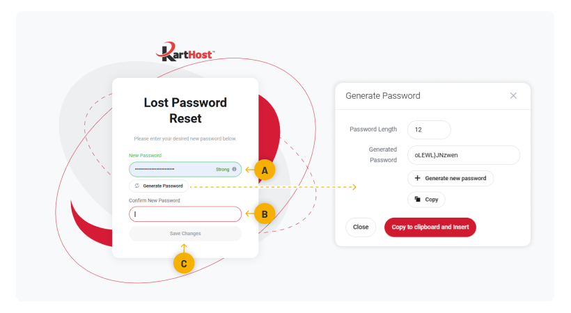 Enter your Strong (reguired) password and enter again to confirm then click Save Changes