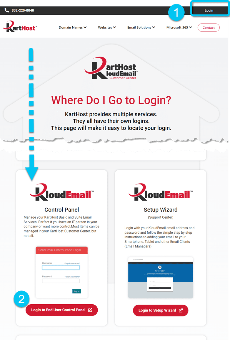 Accessing KartHost KloudEmail Webmail Options